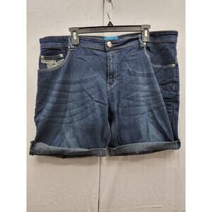 Dkin dark wash jeans shorts wtih embeleshments on pockets Sz 22W